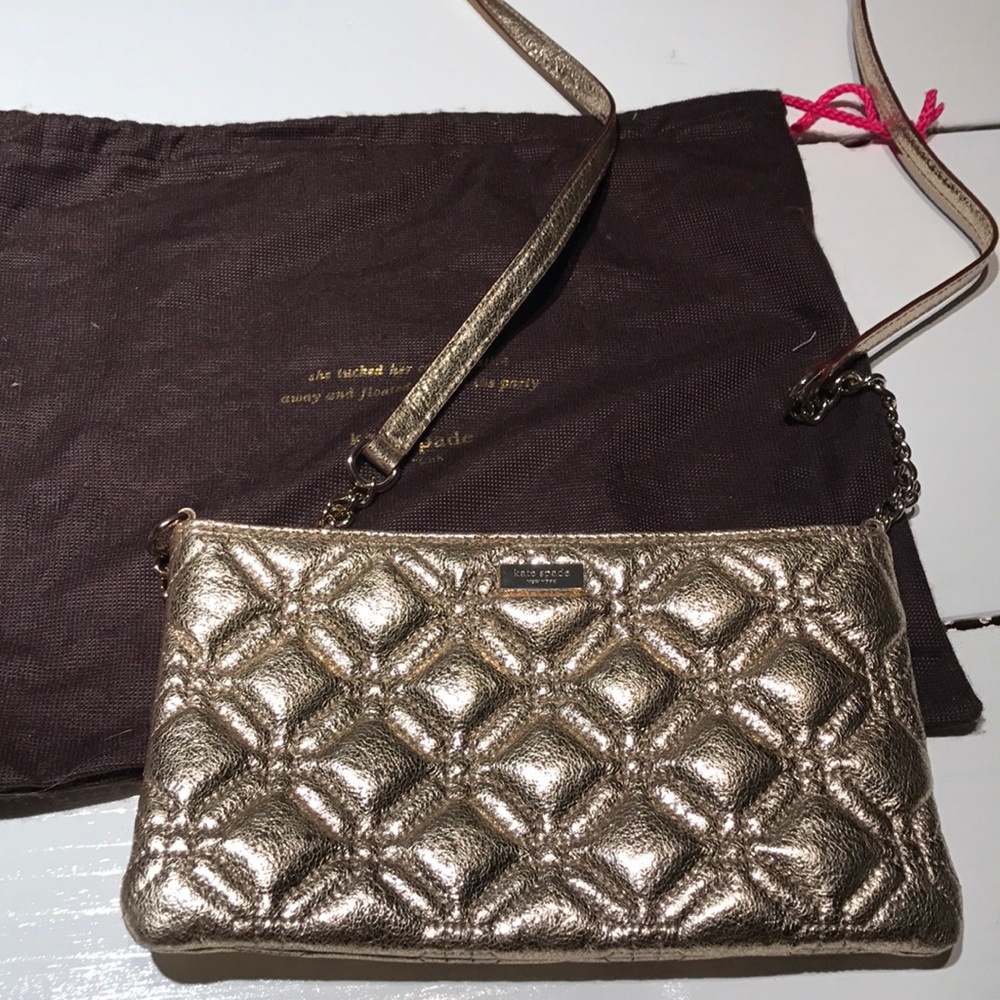 Kate Spade gold quilted crossbody